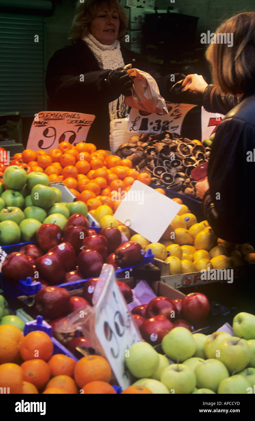 Shopper at Fruit and Vegetable Market Stall, Market Place, Kingston