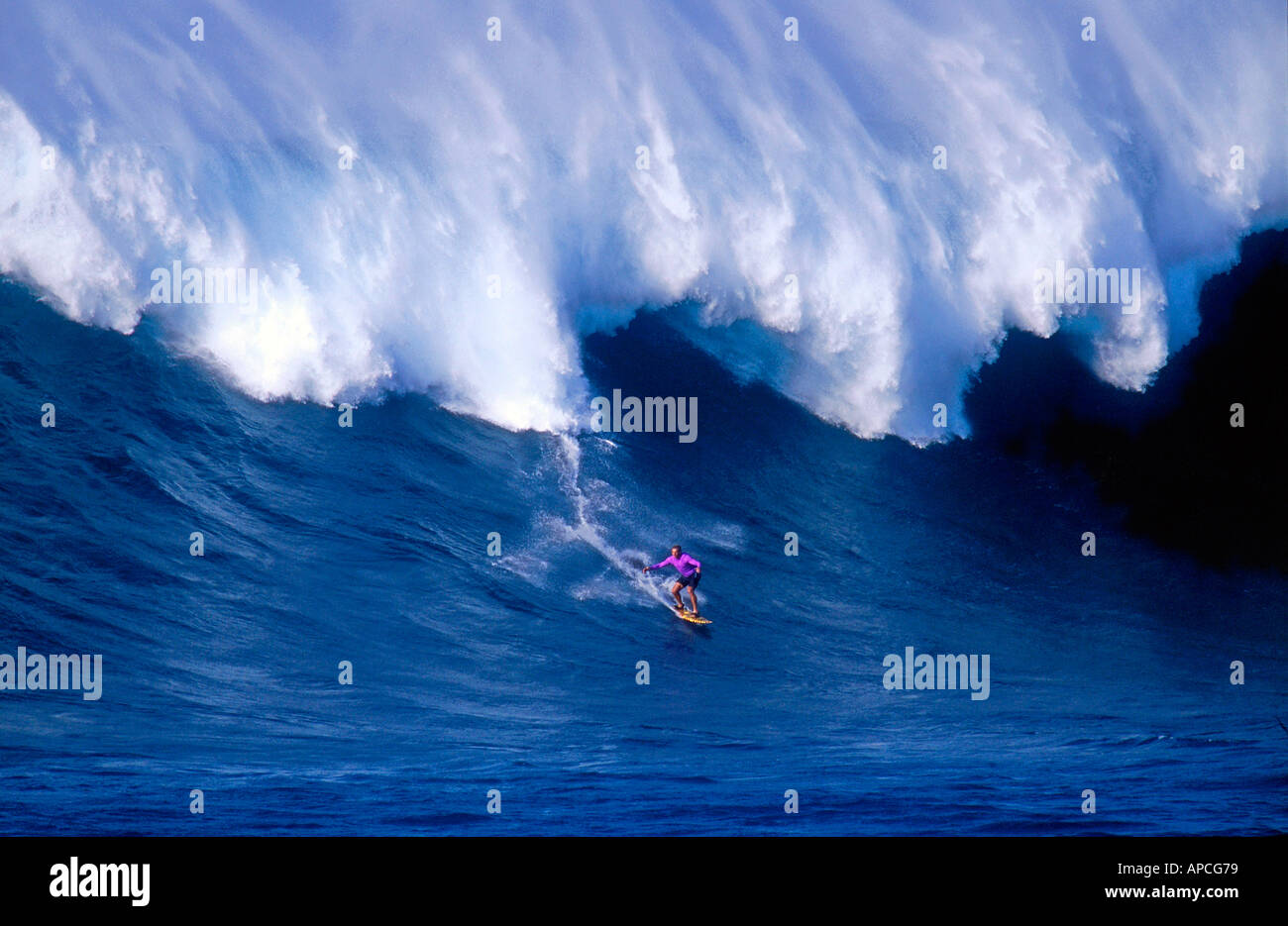 Surf legend Laird Hamilton on Jaws in Maui Hawaii Stock Photo