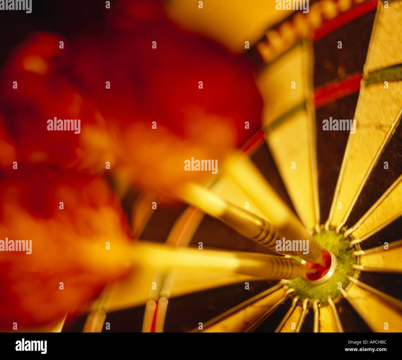 DARTBOARD WITH THREE DARTS IN BULLSEYE Stock Photo Alamy