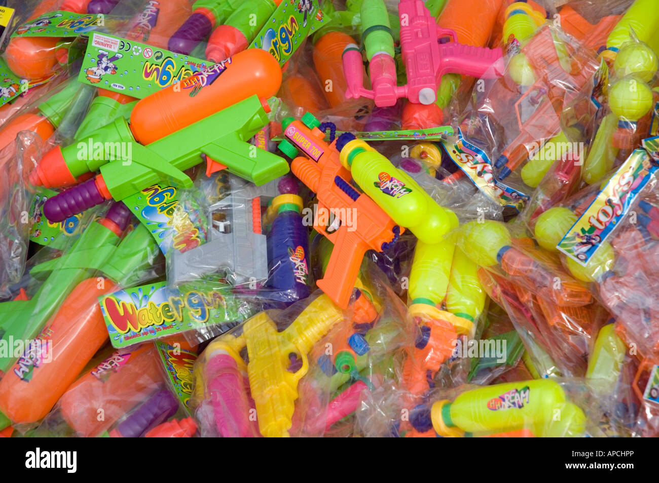 Water pistols for sale in the market during Pi Mai in Luang Prabang ...
