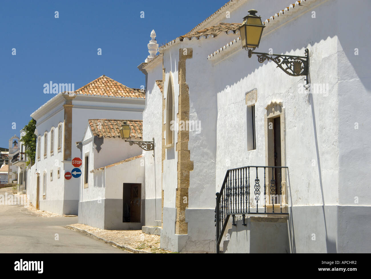 Portugal, the Eastern Algarve, Moncarapacho village Street Scene Stock Photo