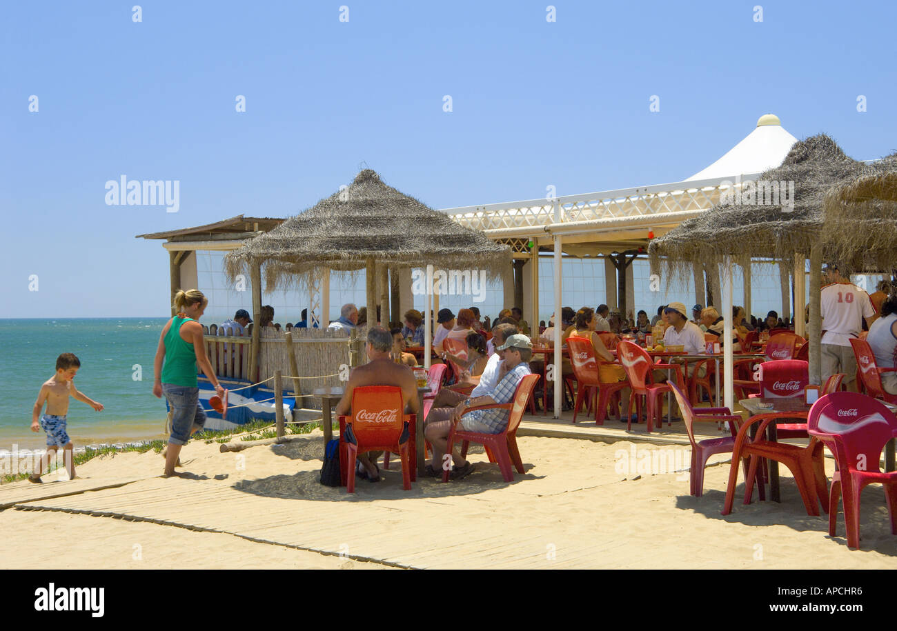 Costa De La Luz, Isla Canela, Beach Restaurant Stock Photo