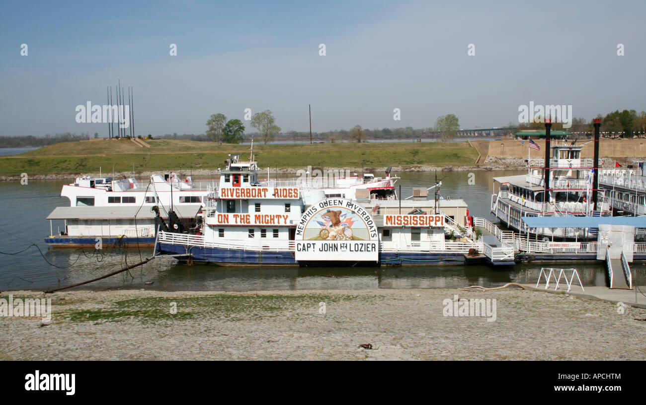 Mississippi river boats at Mud Island, Memphis, Tennessee, the Captain John Lozier Stock Photo