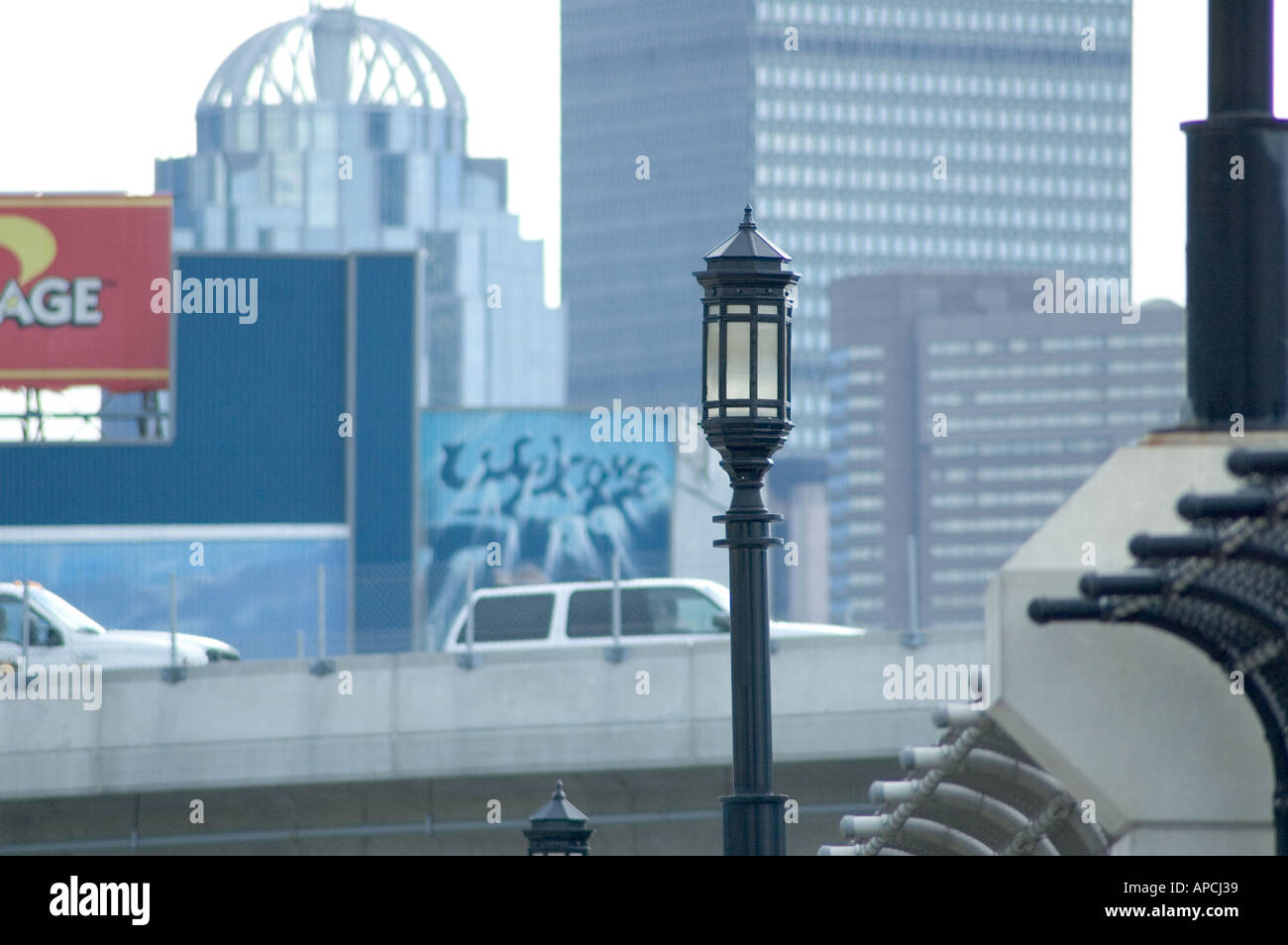 Zoom shot of an overpass in downtown Boston Stock Photo