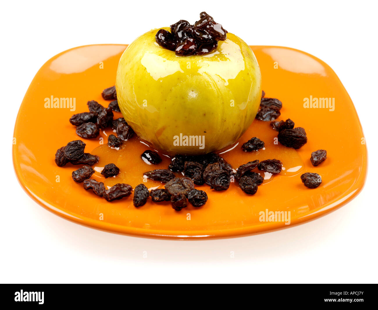 Baked Apple With Raisins Stock Photo - Alamy