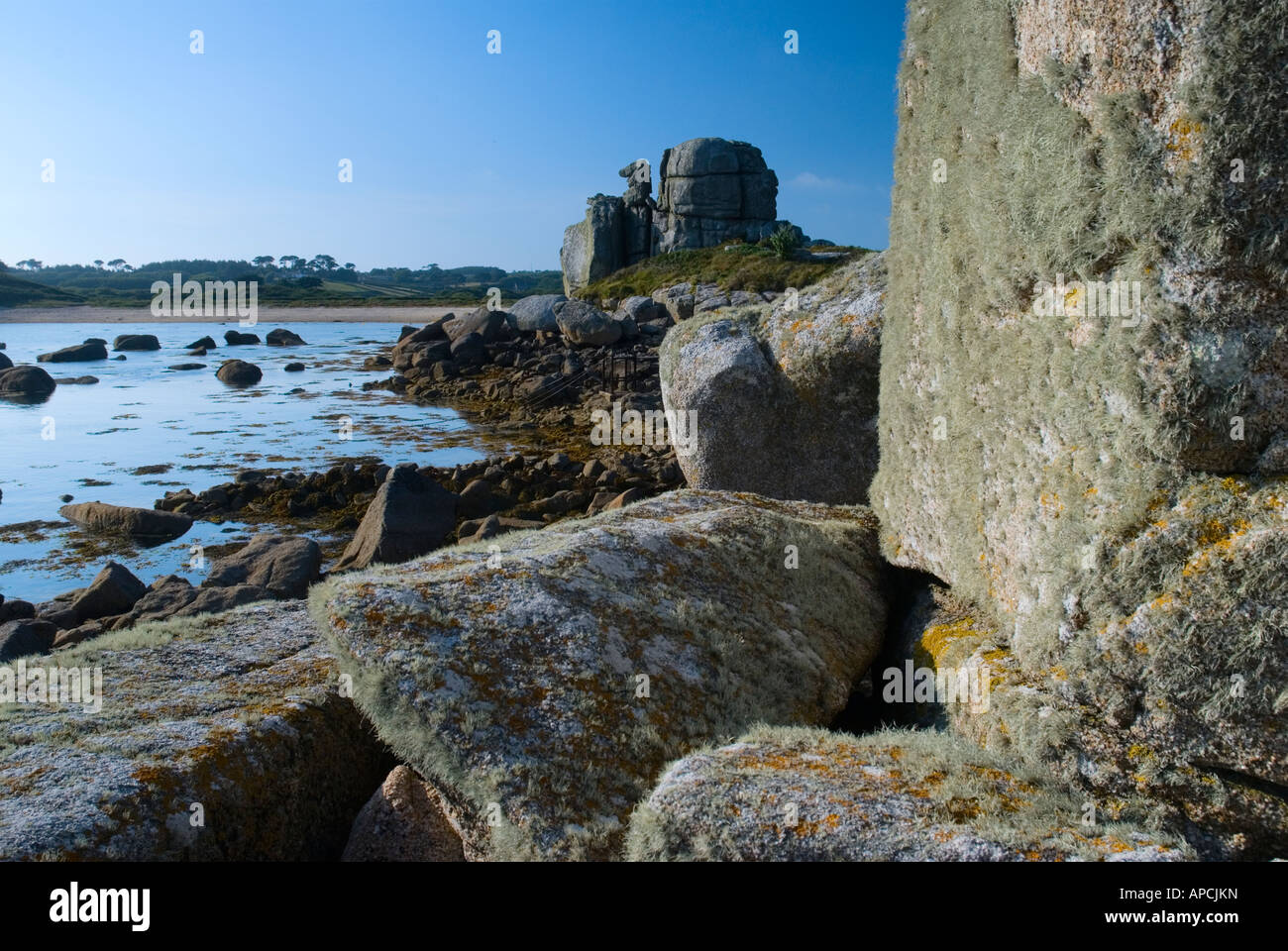 The Loaded Camel Rock at Porth Hellick on St Marys island Isles of Scilly England UK Stock Photo