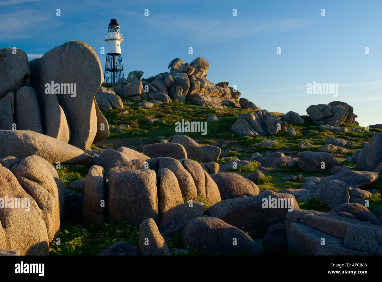 Peninnis lighthouse on St Marys island Isles of Scilly England UK Stock Photo