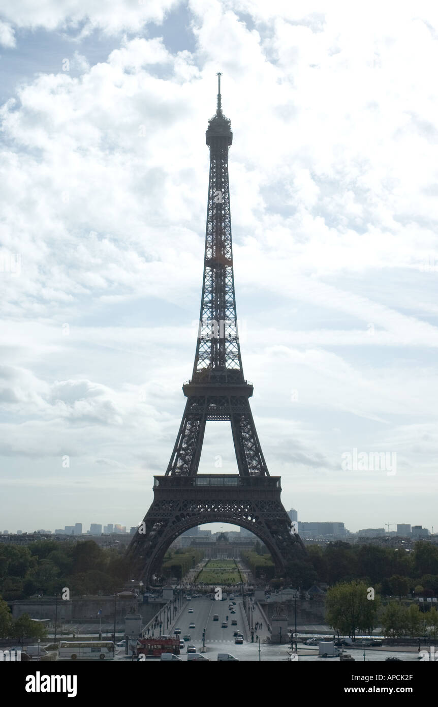A view of the Eiffel Tower from the Trocadero in Paris France Stock Photo