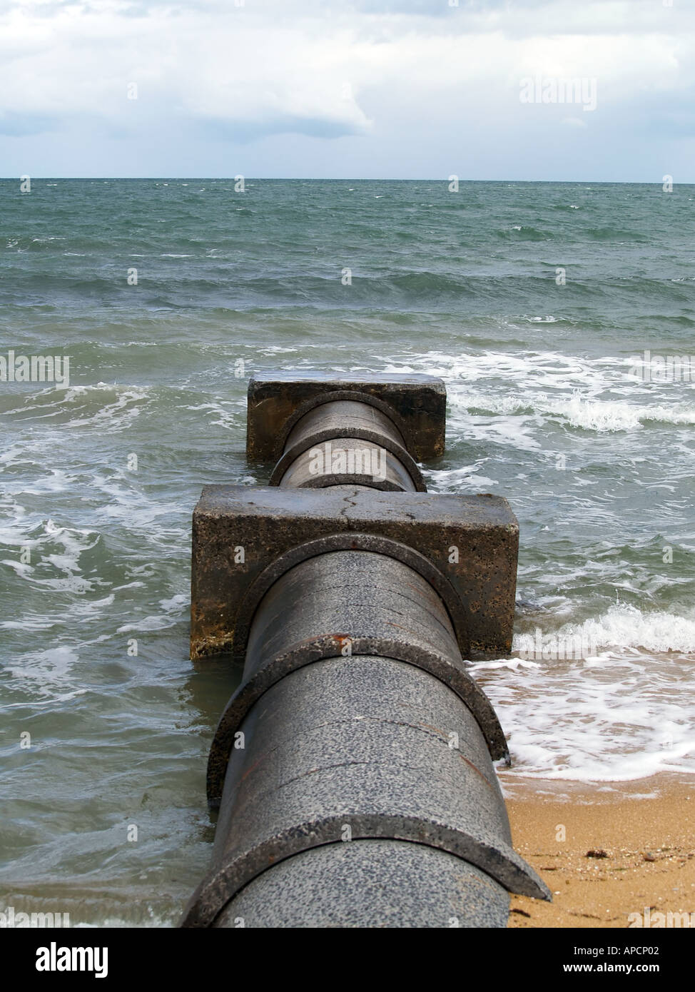 Beach drain pipe Stock Photo Alamy