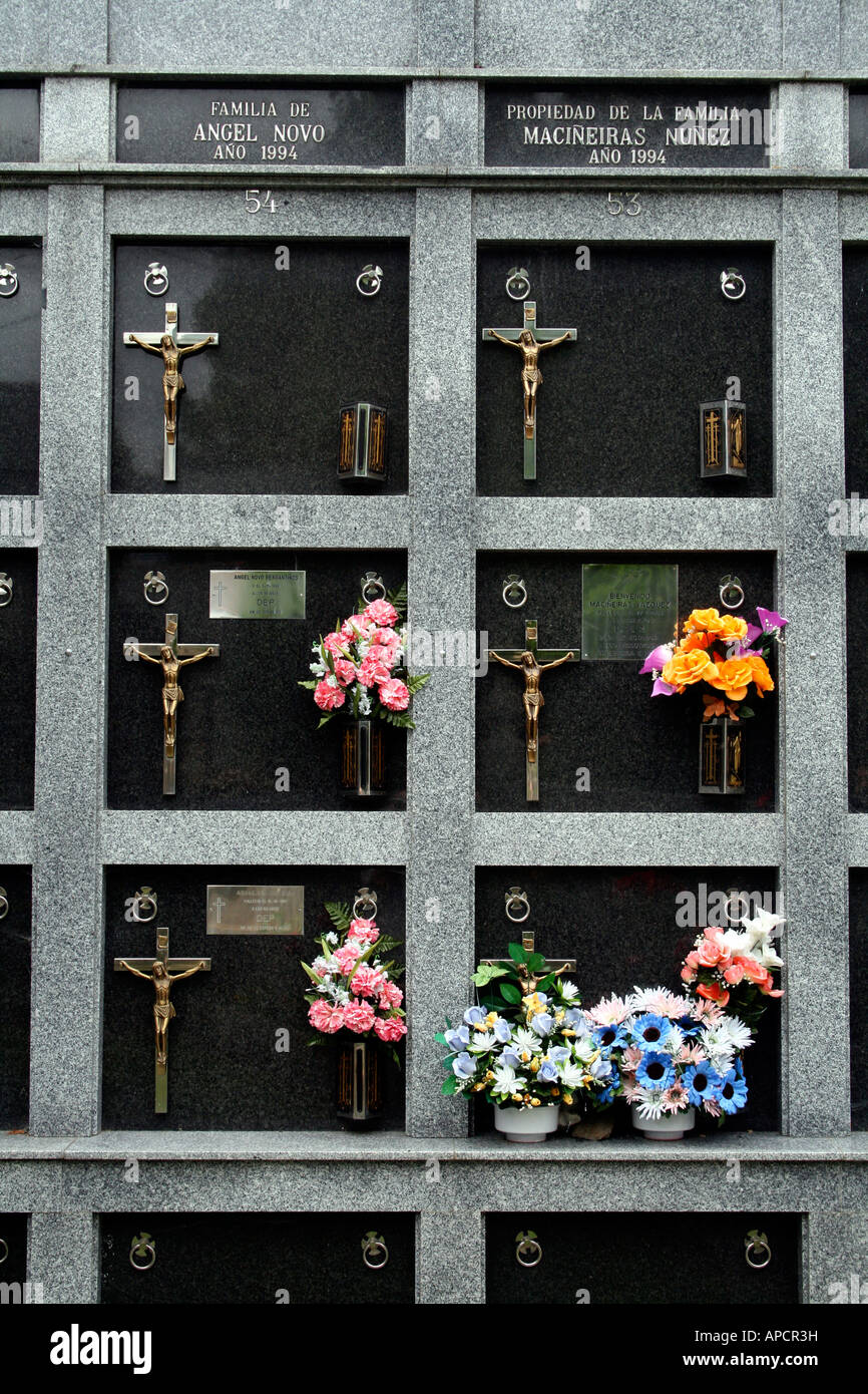 Catholic cemetery in Galicia, Spain Stock Photo
