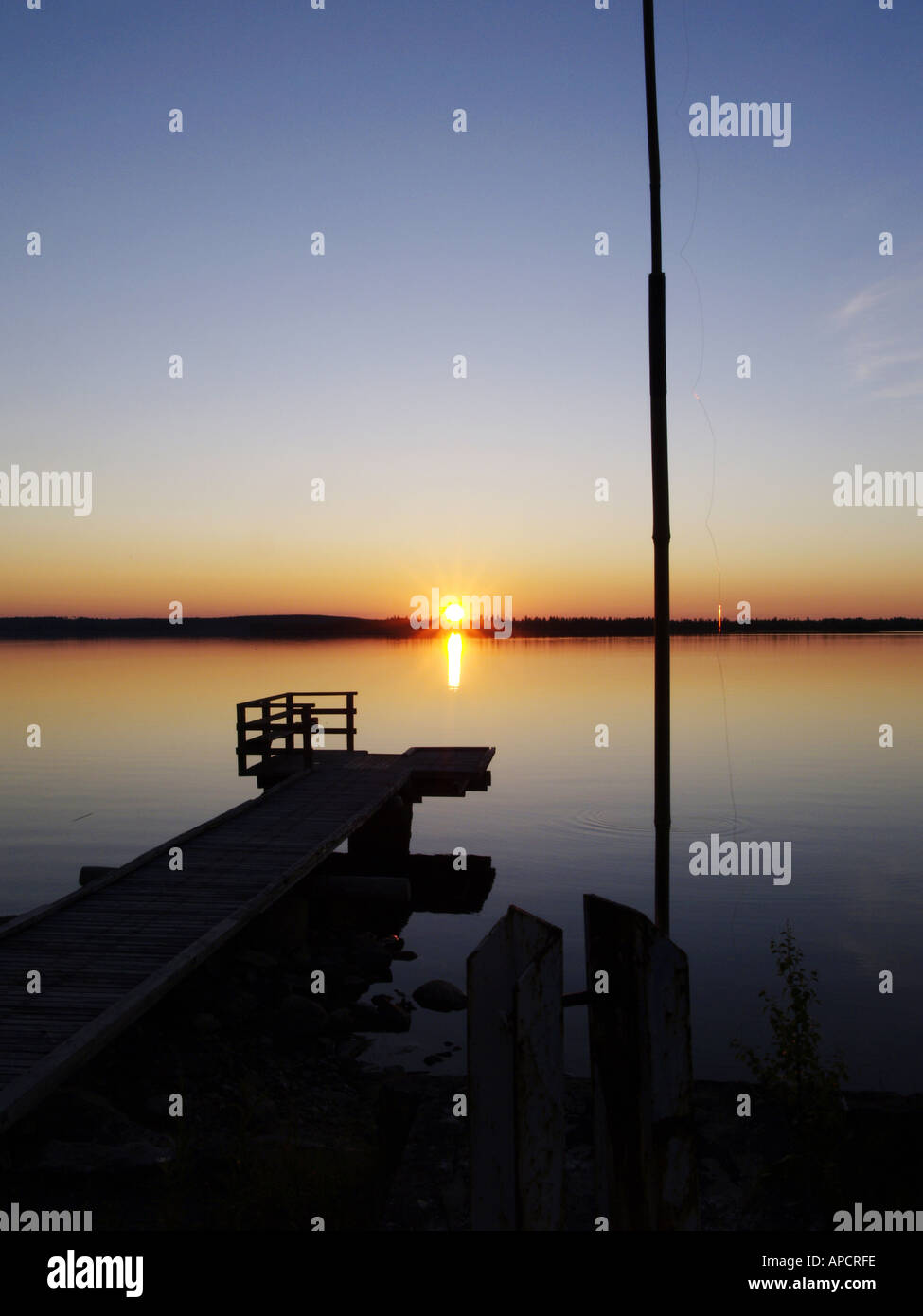 evening ambiance at lake Kiantajärvi Stock Photo