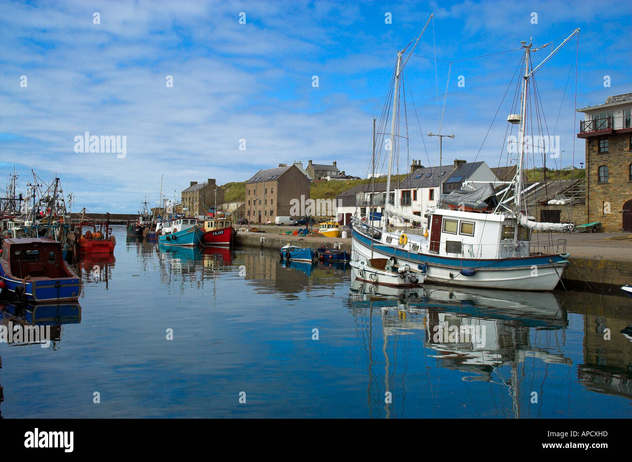 Fishing boats Burghead Harbour Morayshire Stock Photo Alamy