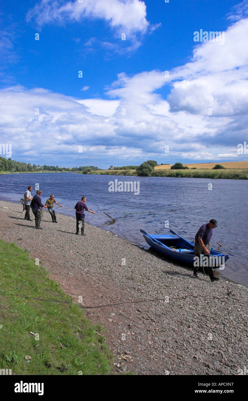 Fishing for Salmon River Tweed Paxton Scottish Borders Stock Photo Alamy