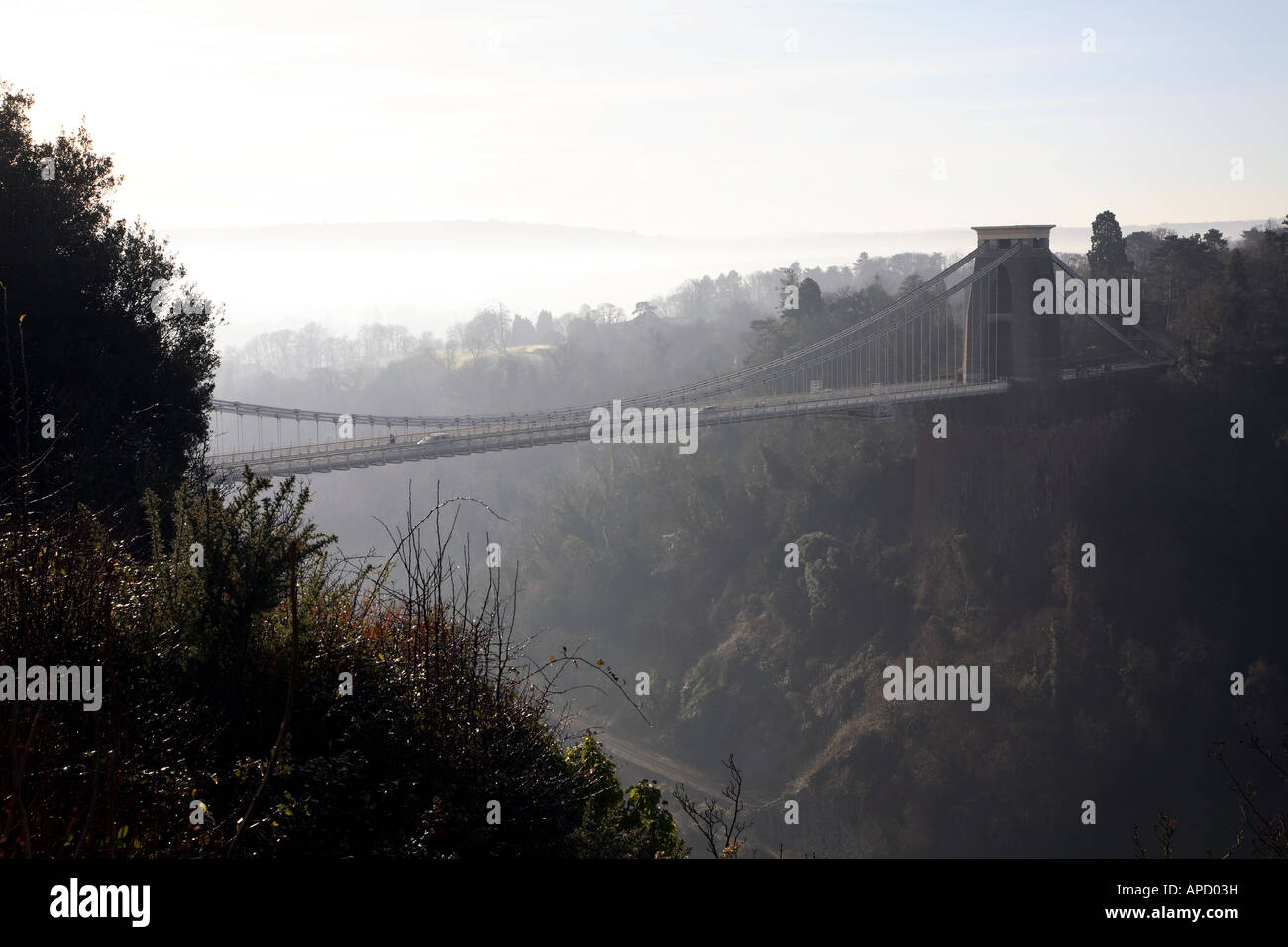 Isambard Kingdom Brunel's Clifton Suspension Bridge spanning the Avon Gorge, Bristol, Somerset, England, UK. Stock Photo