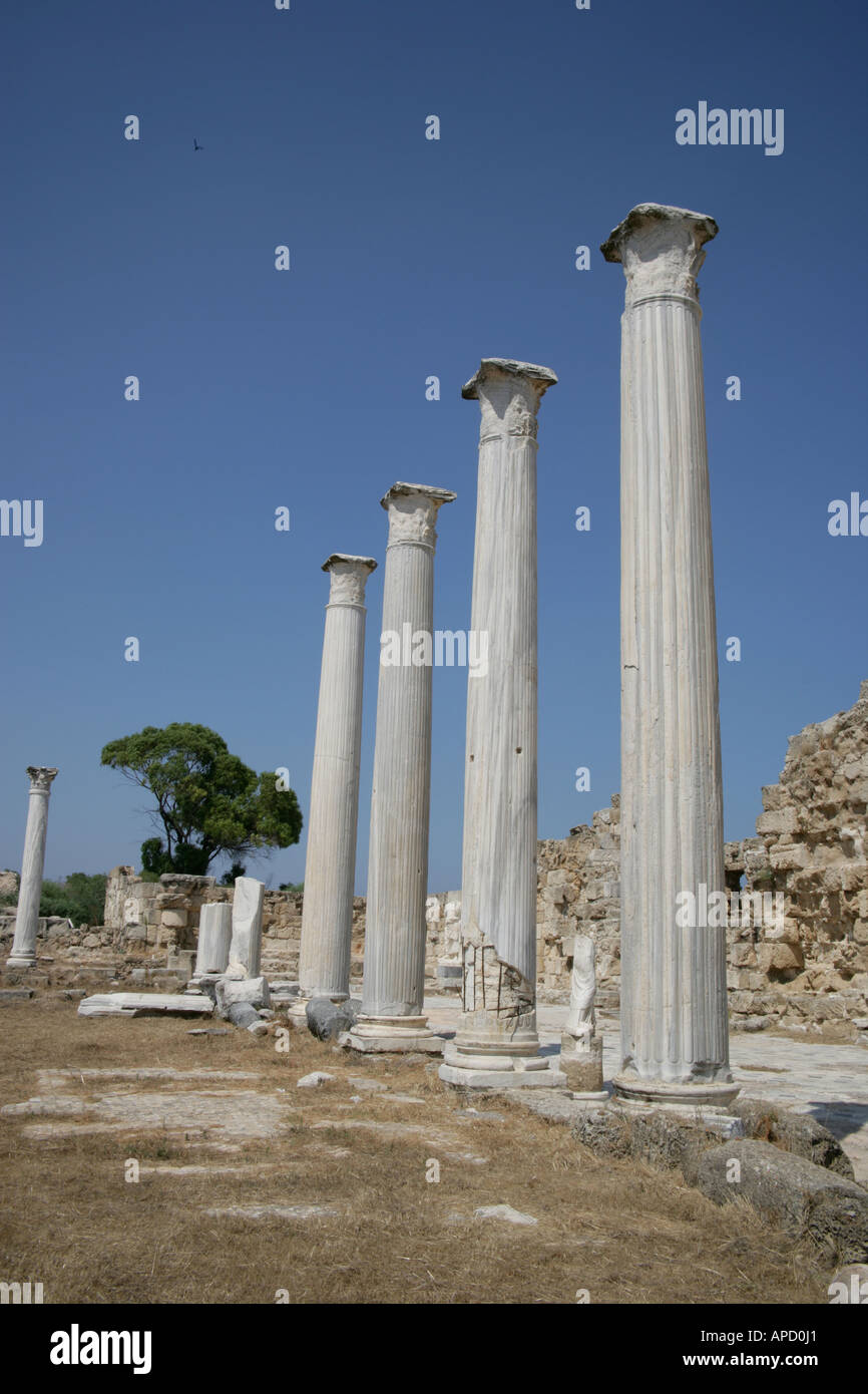 Roman ruins in Salamis ancient city in northern Cyprus hidden by sand ...