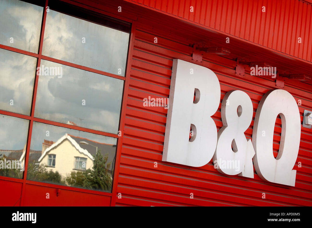 The B&Q super store logo on the side of the diy store in Barnstaple
