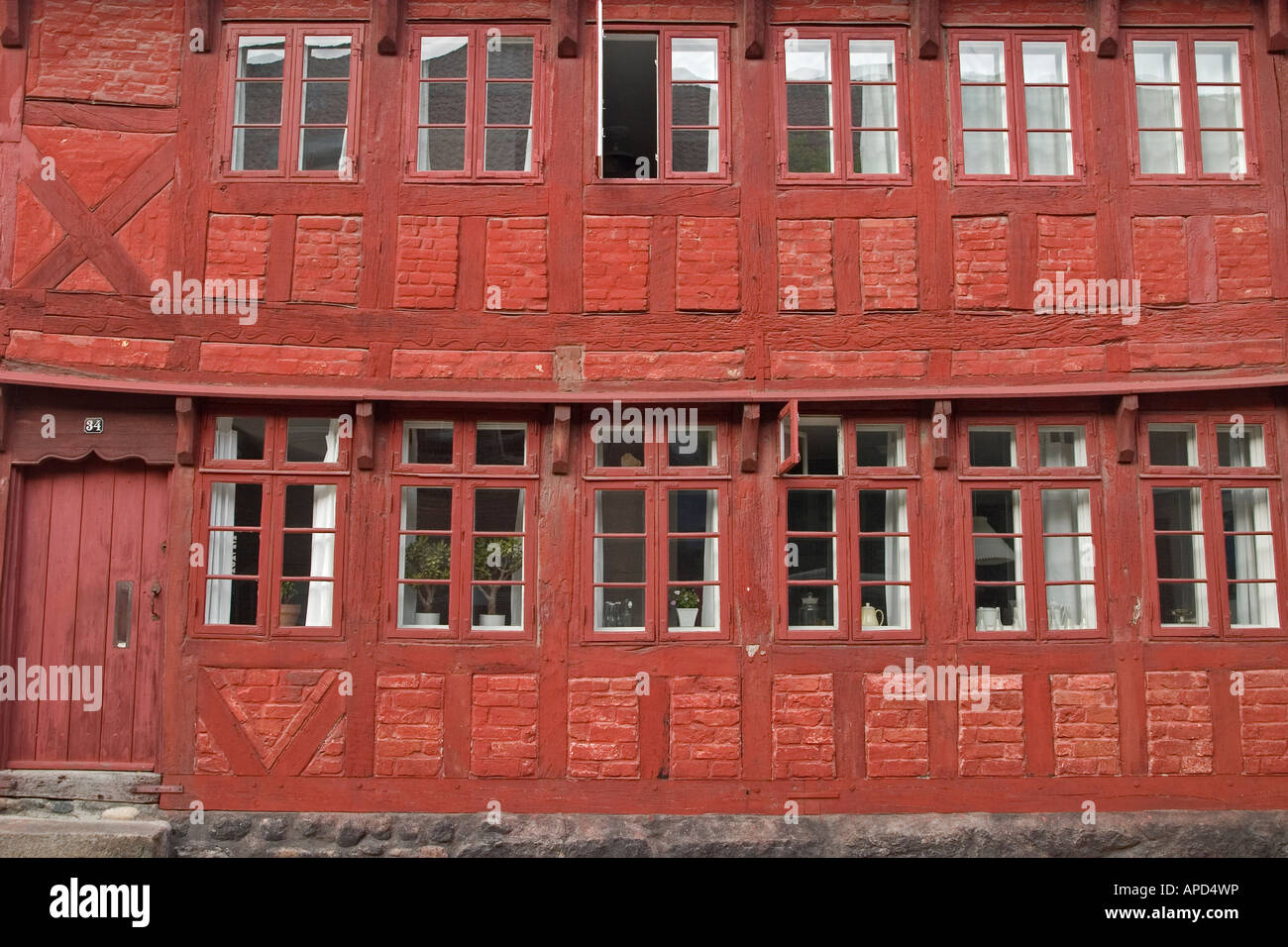 Traditional half timbered house Nedergade Odense Denmark Stock Photo