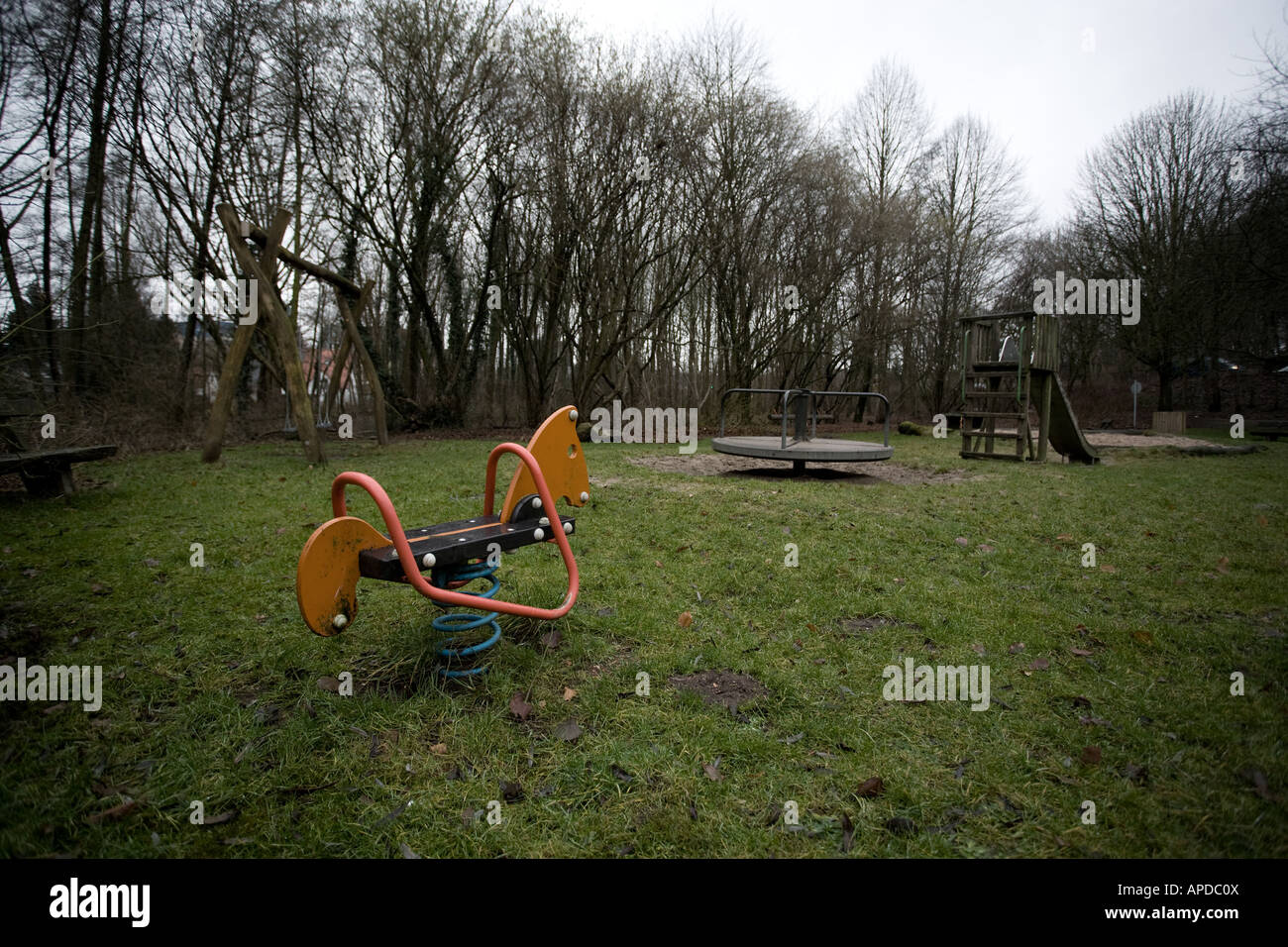 empty playground in the morning Stock Photo