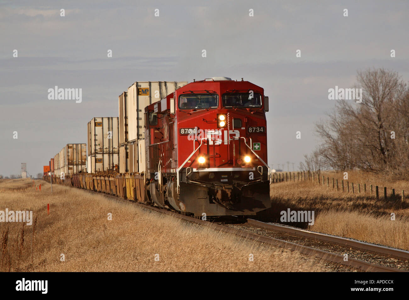 Diesel locomotive hauling containers Stock Photo - Alamy