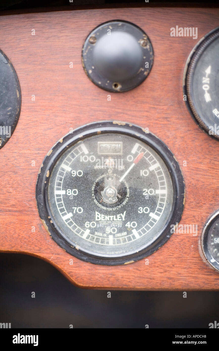 The instrument panel of a 1929 Long chassis Blue Label three litre