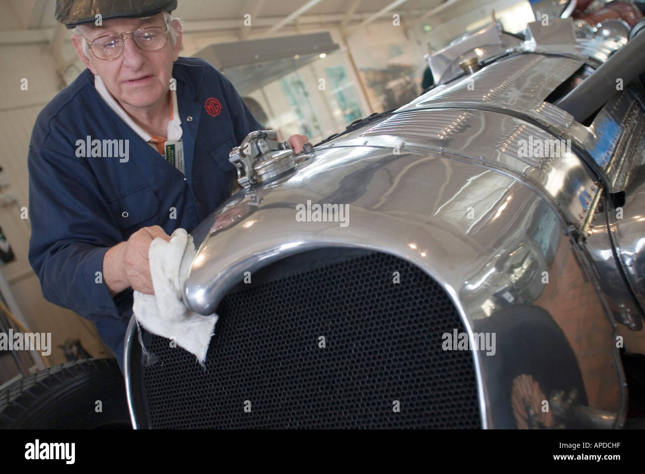 Mechanic Dave Nicholls cleans a Napier Railton car at the Brooklands ...