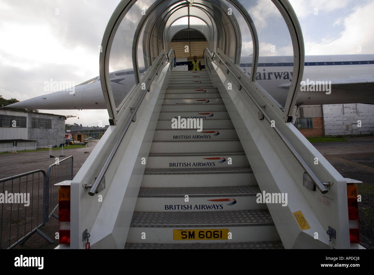 Stairs leading up to a partly restored Concorde at the Brookland Museum Stock Photo