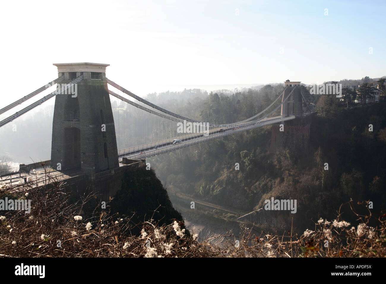 Isambard Kingdom Brunel's Clifton Suspension Bridge spanning the Avon Gorge, Bristol, Somerset, England, UK. Stock Photo