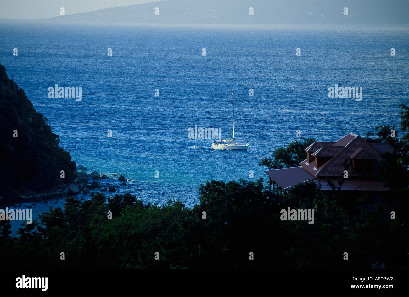 Sailing Boat, Iles de Saintes, Guadeloupe Caribbean, America Stock Photo