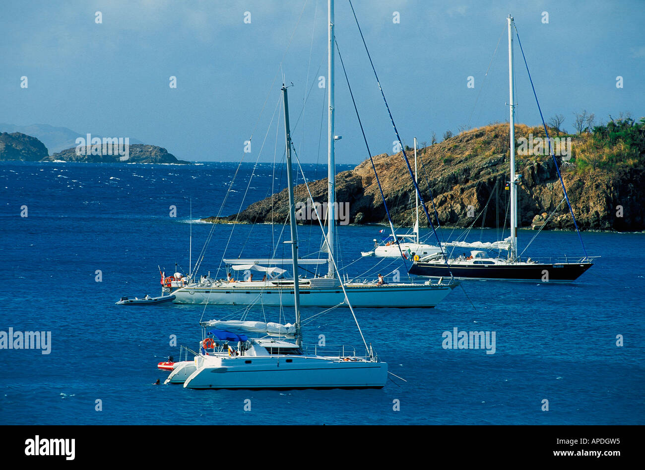 Sailing boat, Iles de Saintes, Guadeloupe Caribbean, America Stock Photo