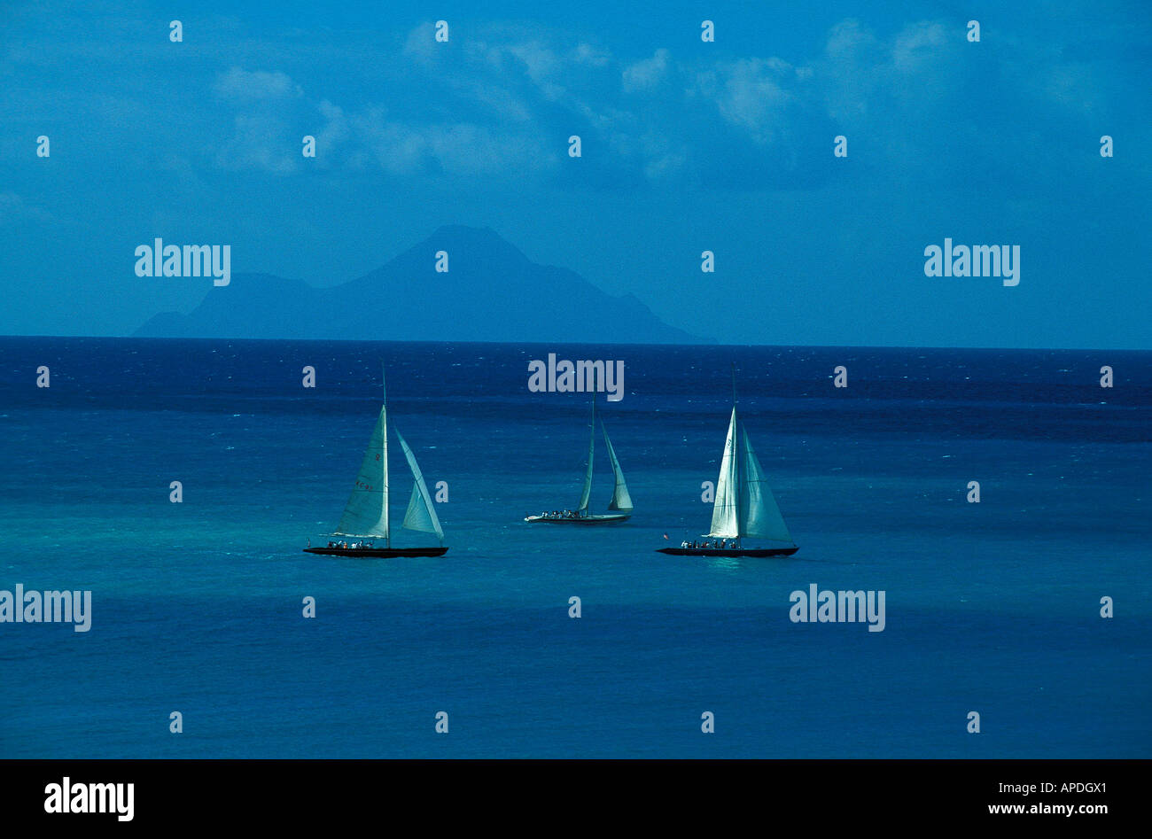 Sailing Boats, near Guadeloupe Caribbean, America Stock Photo
