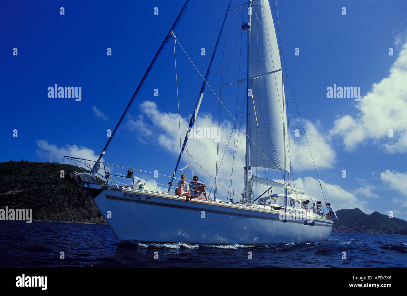 Sailing Boat, Caribbean Sea Stock Photo