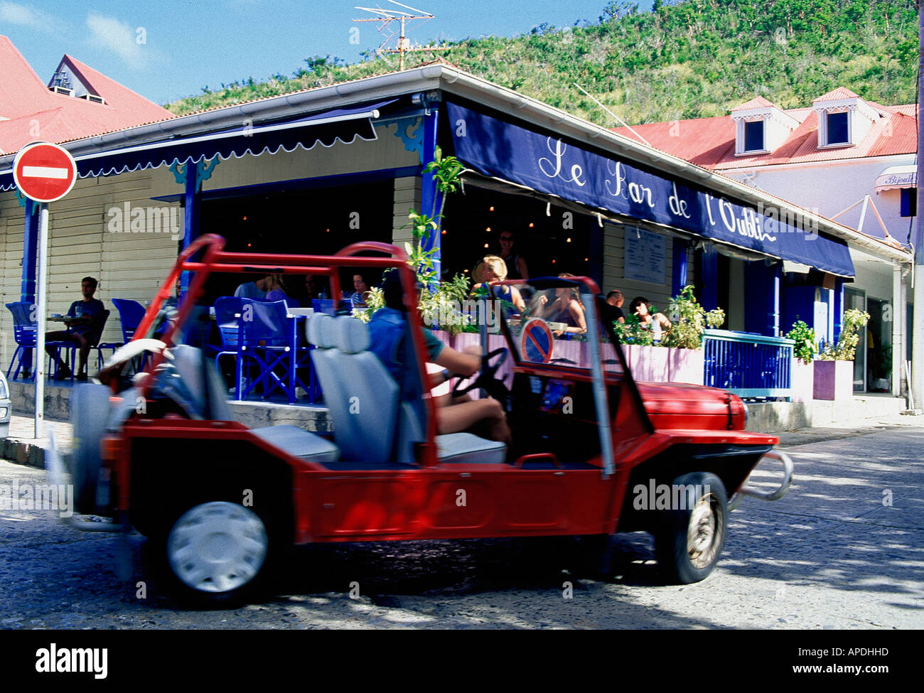 Gustavia, Mini Moke, St. Barthelemy, St. Barts Caribbean, America Stock Photo