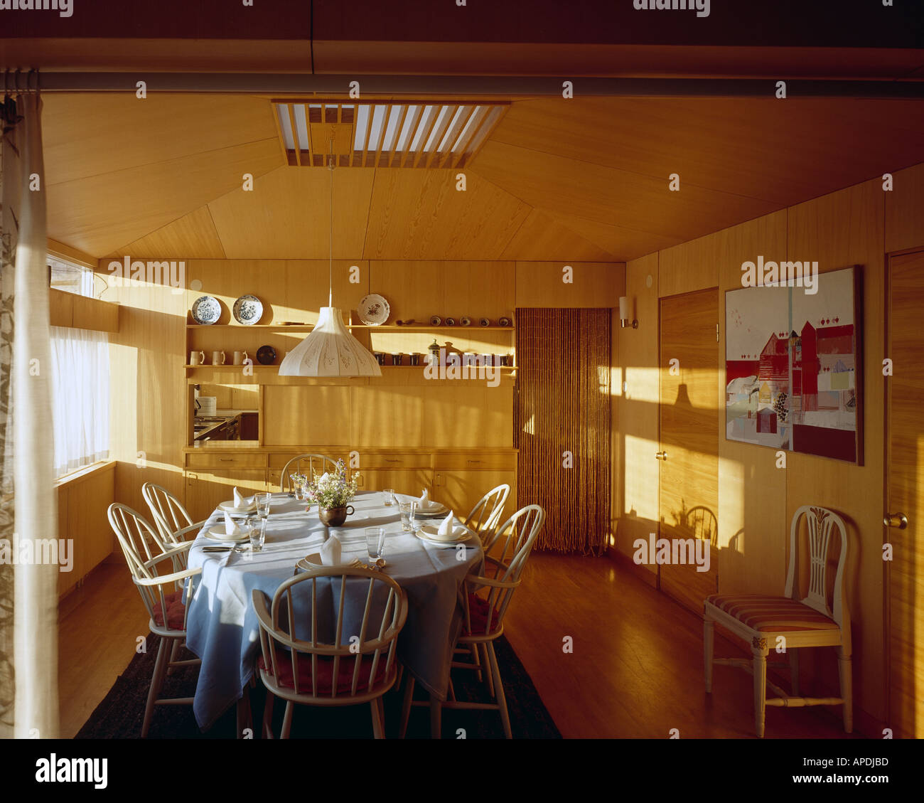 LAke House, Lake Malaran, Nr Stockholm. Kitchen. Architect: Ralph Erskine Stock Photo