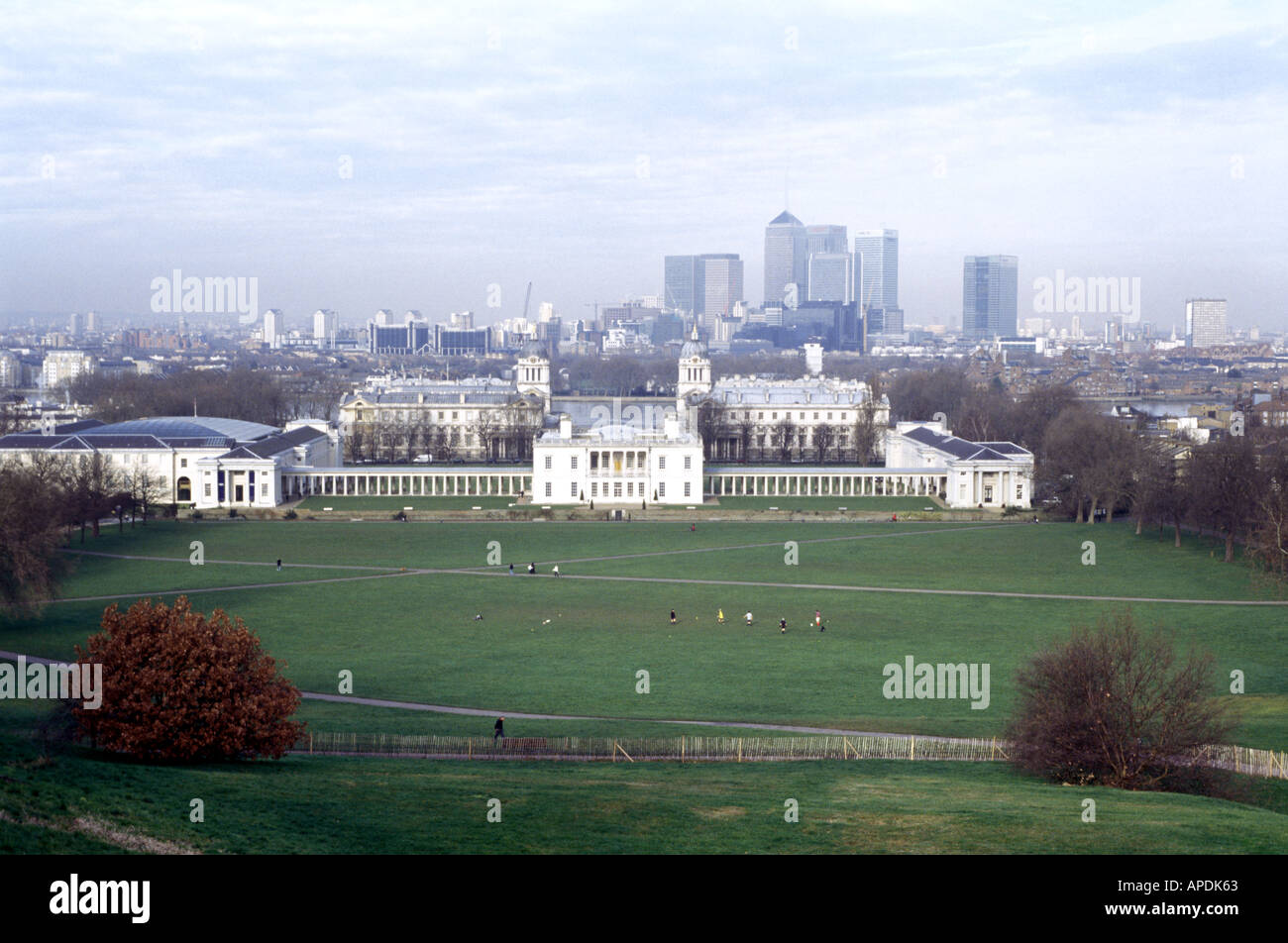 view from Greenwich Park showing the National Maritime Museum in London Stock Photo