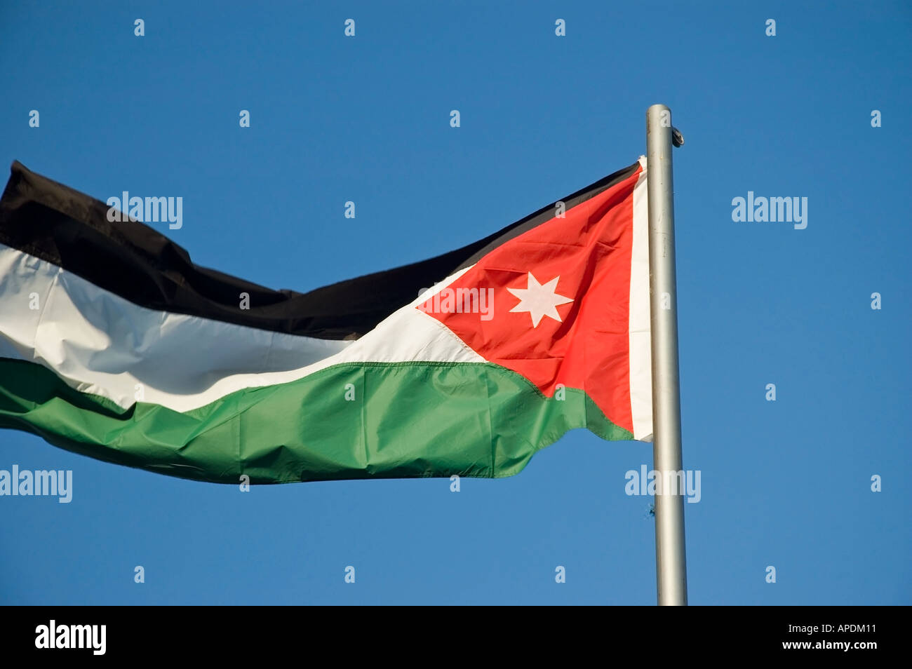 Flag flying over Aqaba, Hashemite Kingdom of Jordan, Middle East.  DSC_4807 Stock Photo