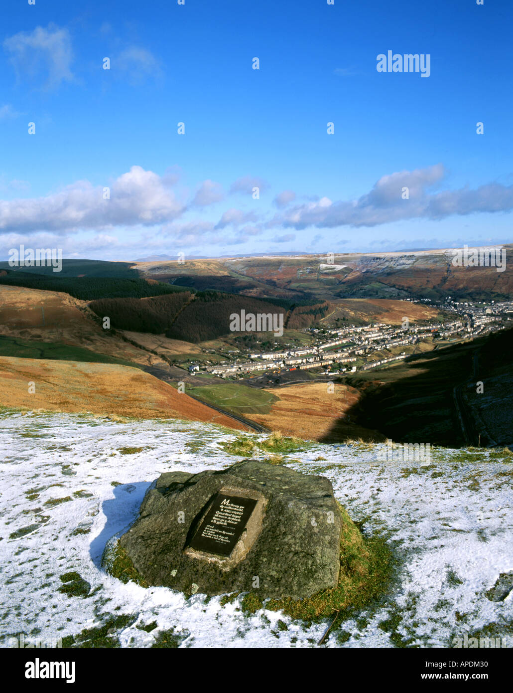 plaque at view point on top of bwlch y clawdd rhondda valley south ...