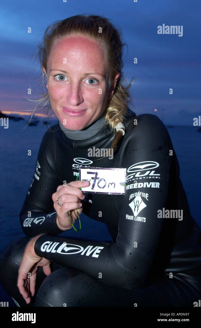 Tanya Streeter breaks the freediving world depth record Stock Photo Alamy