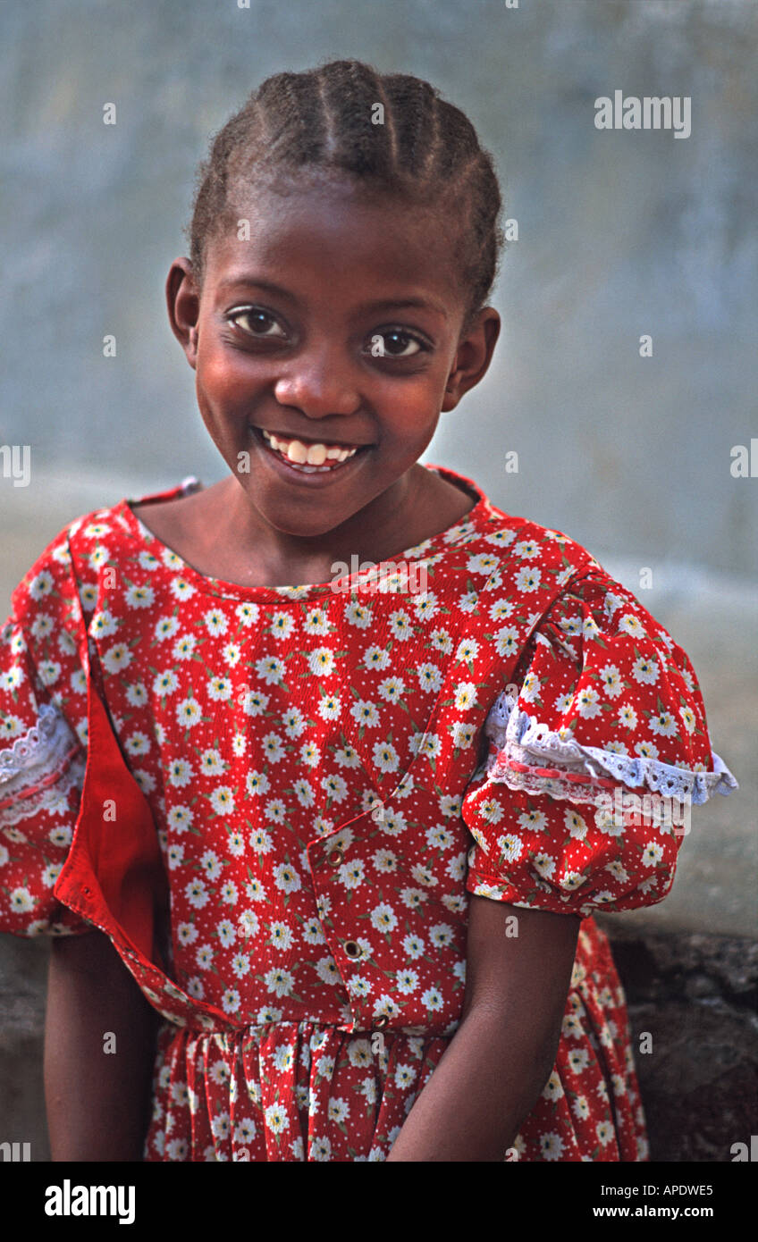 Portrait of a smiling Zanzibari girl Stone Town Zanzibar Tanzania East Africa Stock Photo