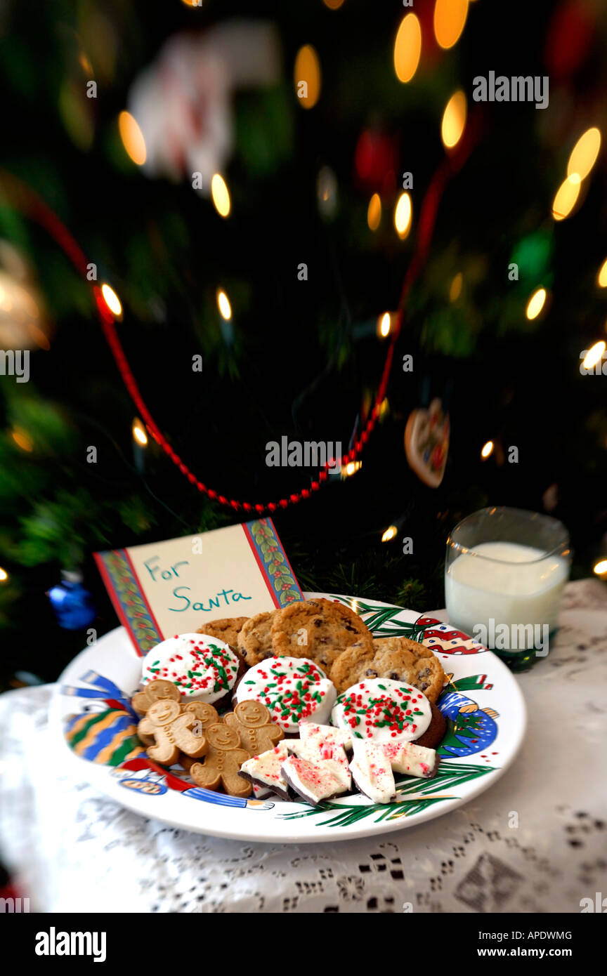 Holiday still life. Christmas cookies & milk for Santa. Property released. Stock Photo
