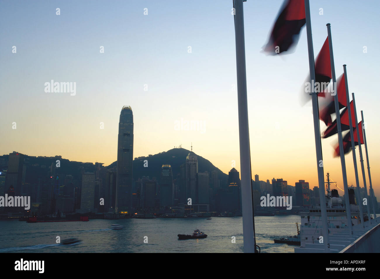 Hong Kong Victoria Harbour and city skyline at dusk Stock Photo - Alamy