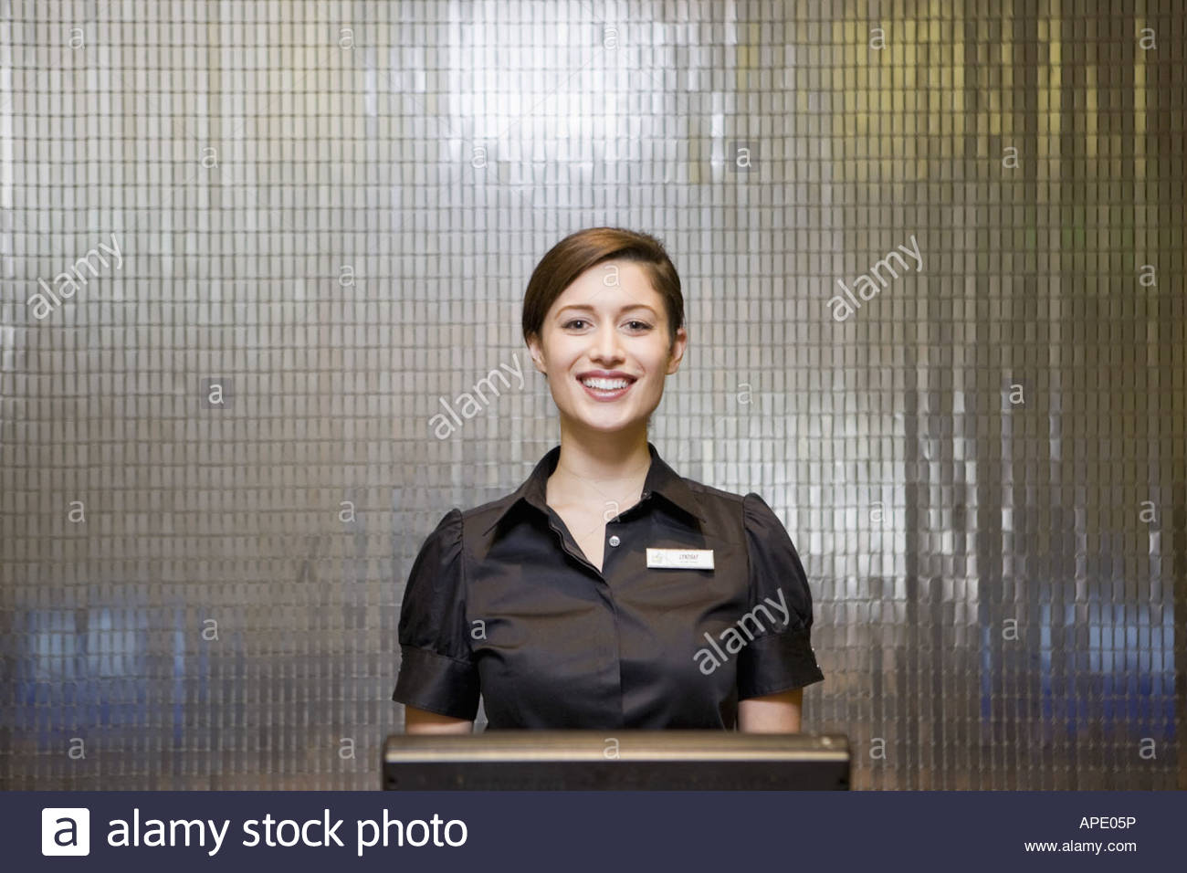 Female Hotel Front Desk Clerk Stock Photo 15761601 Alamy