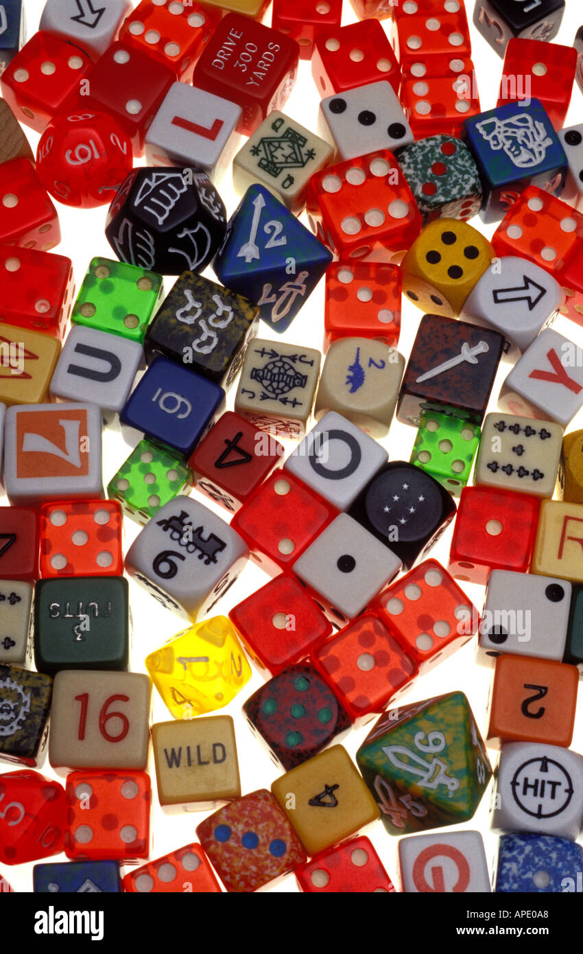 assorted game dice Stock Photo
