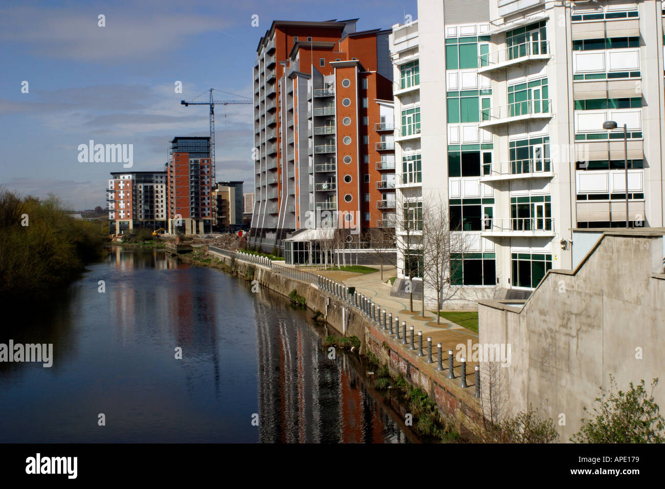 Riverside apartments from City Station Leeds Stock Photo - Alamy