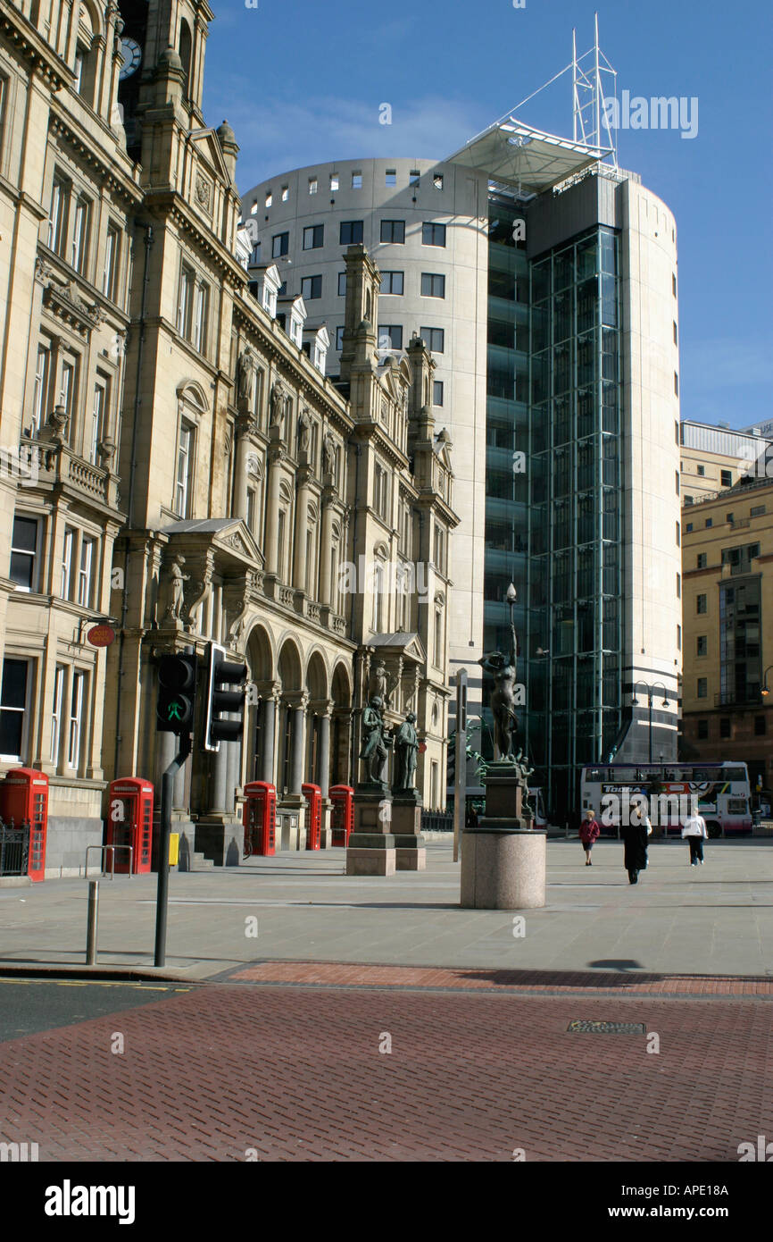 Old Post Office Building in Leeds City Square with new office block