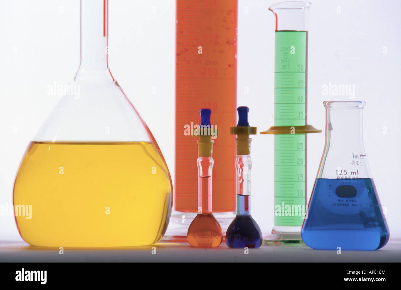 Chemistry flasks and beakers Stock Photo Alamy