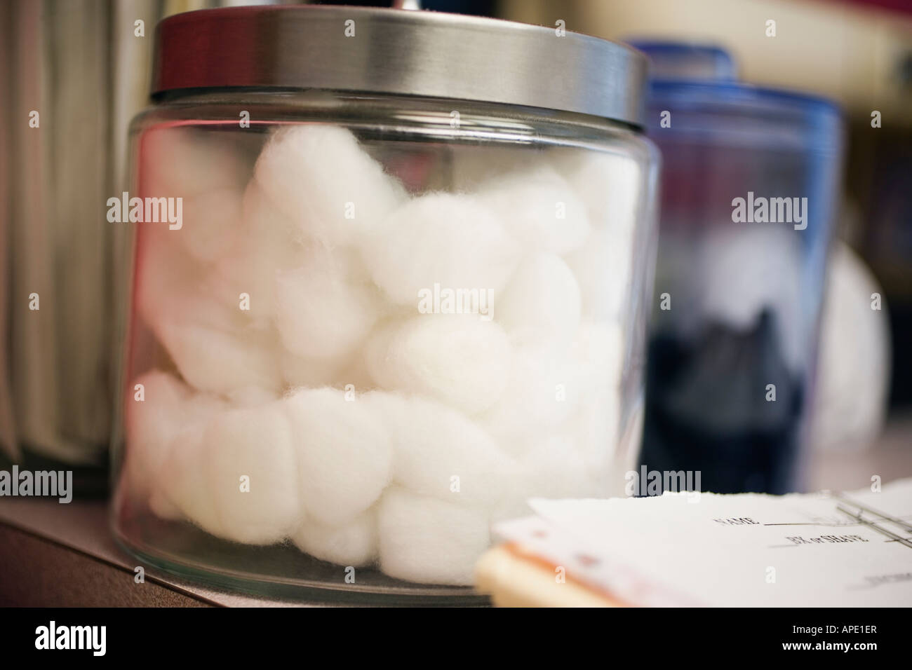 View of cotton balls placed inside a container Stock Photo Alamy