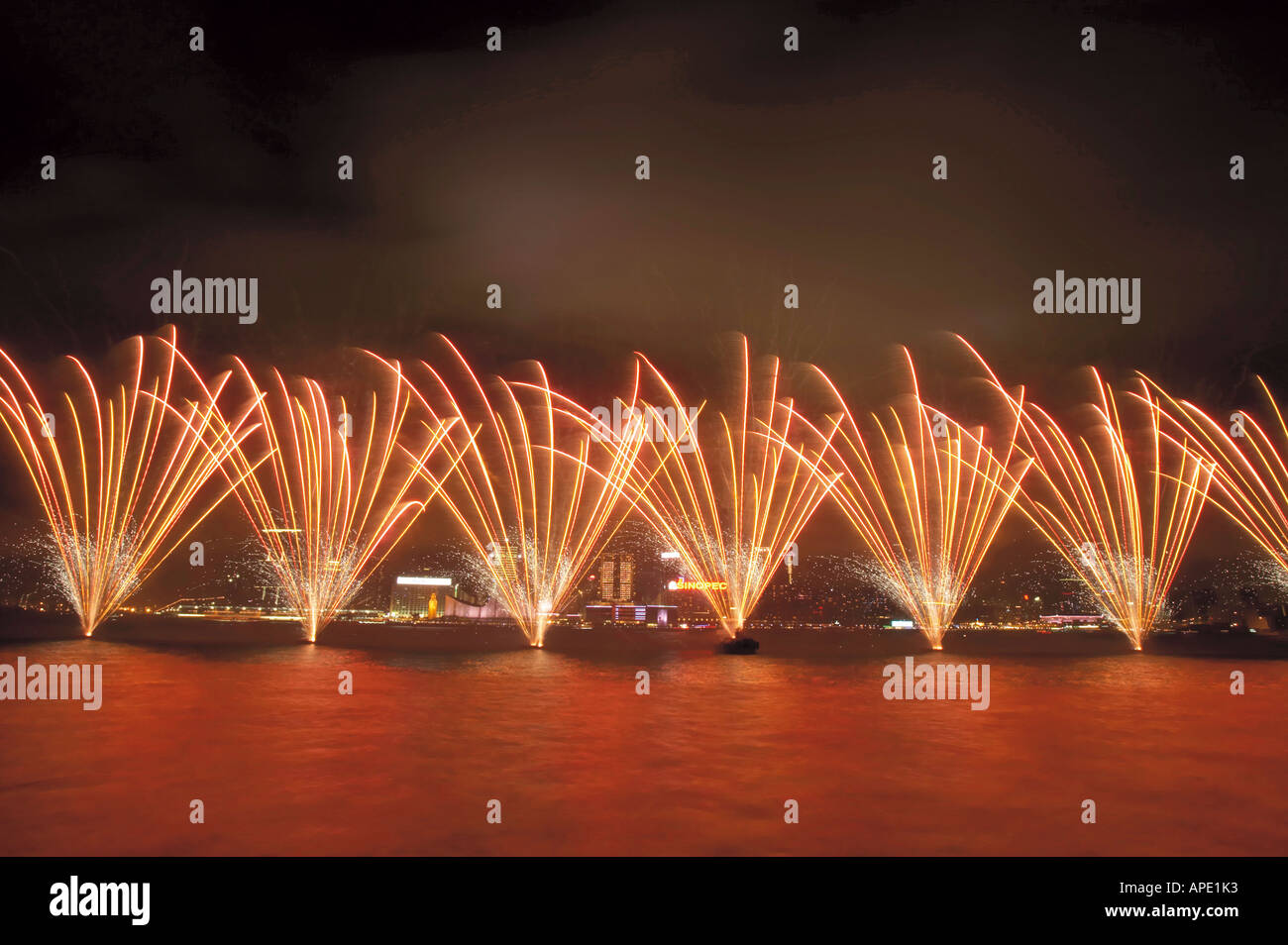 Fireworks in Victoria Harbour Stock Photo Alamy