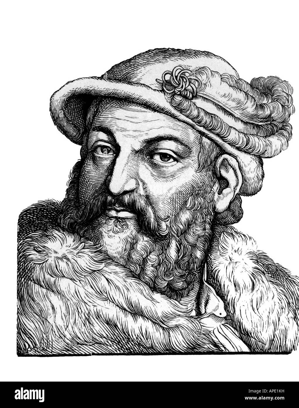 Joachim II Hector, 9.1.1505 - 3.1.1571, Elector of Brandenburg 1535 - 1571, portrait, steel wood engraving, 19th century, , Stock Photo