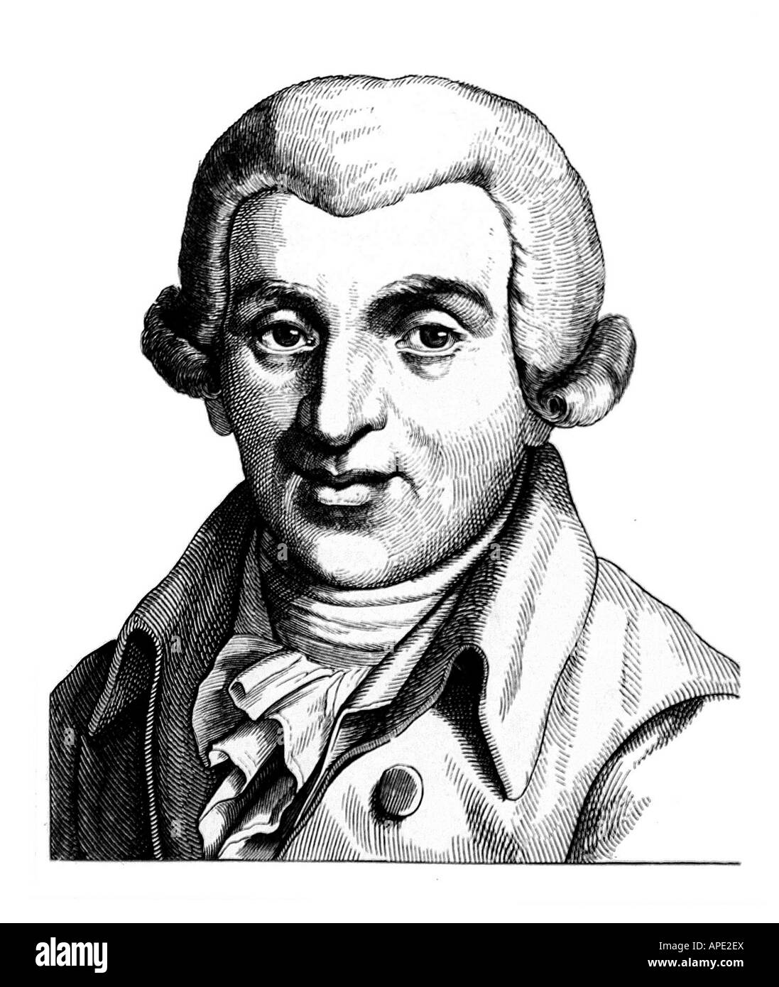 Gleim, Johann Wilhelm Ludwig, 2.4.1719 - 18.2.1803, German author/writer, portrait, steel engraving, 19th century, , Artist's Copyright has not to be cleared Stock Photo
