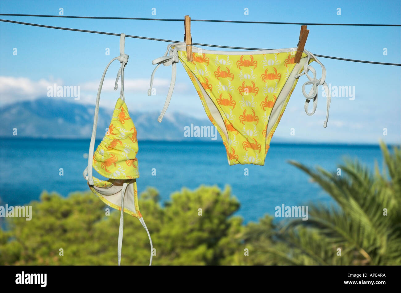 Bikini hanging on clothesline hires stock photography and images Alamy